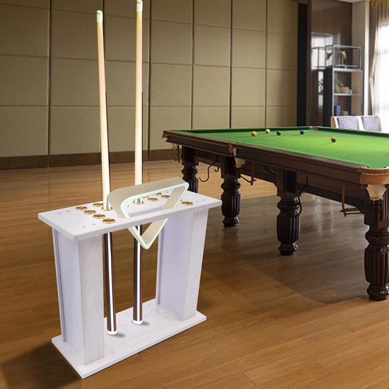 Keu Houder - Pool Stick Organizer - Biljart Opslag - Stevige Houtconstructie - 16 Keuen Capaciteit - Houtkleur — afbeelding 4