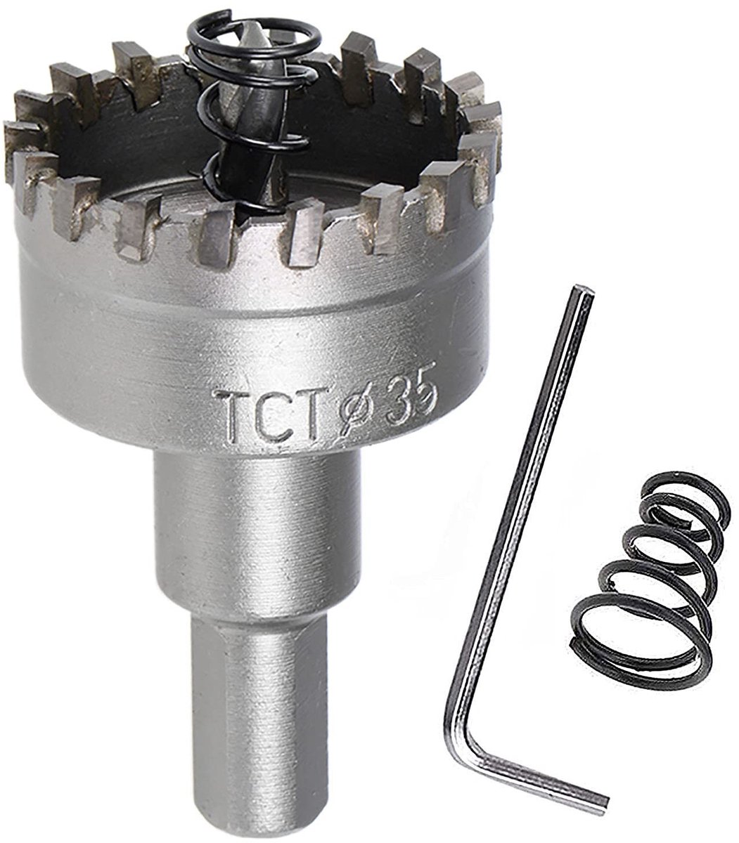 Vlemico - Heavy Duty Gatzaag - Gatsnijder - Perfect voor Traploos Staal - 1.37 inch 35 mm - Professionele Kwaliteit - Geschikt voor Metalen Wer...