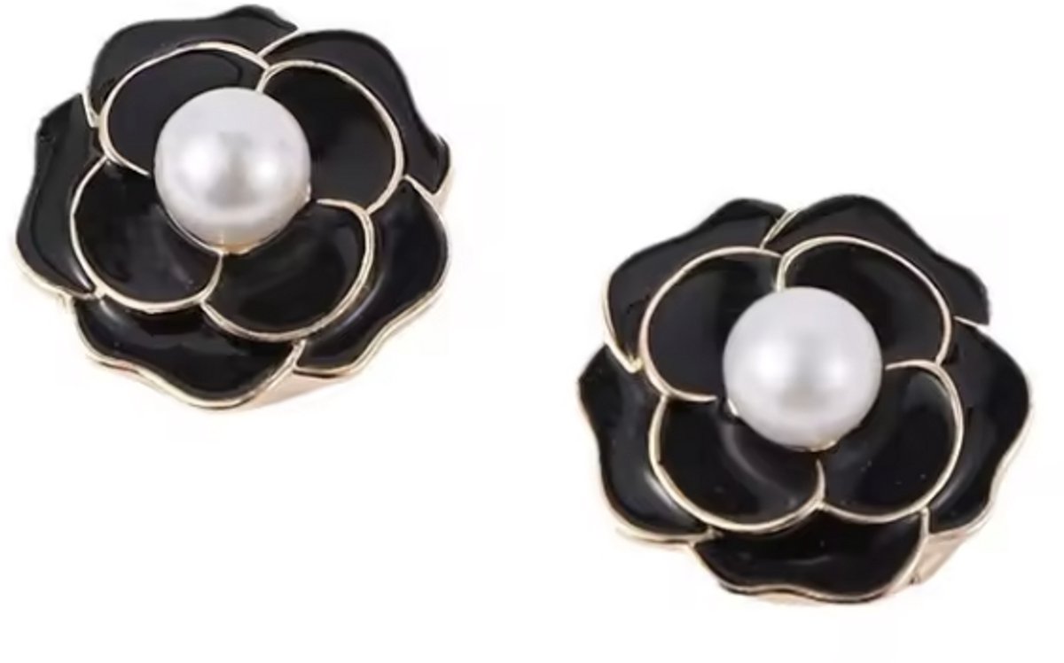 Go Go Gadget - Knoop beschermer - Button cover - Kleding accessoire - Bloem - 1 set van 2 stuks - Zwart/ Goud