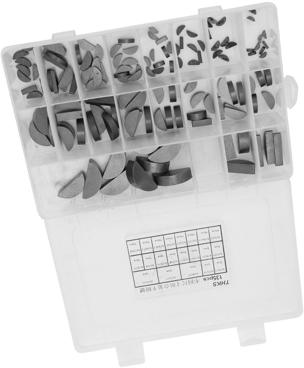 Elzusha - Woodruff Key Assortiment Kit - 135 Stuks - Diverse Afmetingen - Vliegwiel Sleutels - Voor Meerdere Toepassingen - Handig voor Klussen