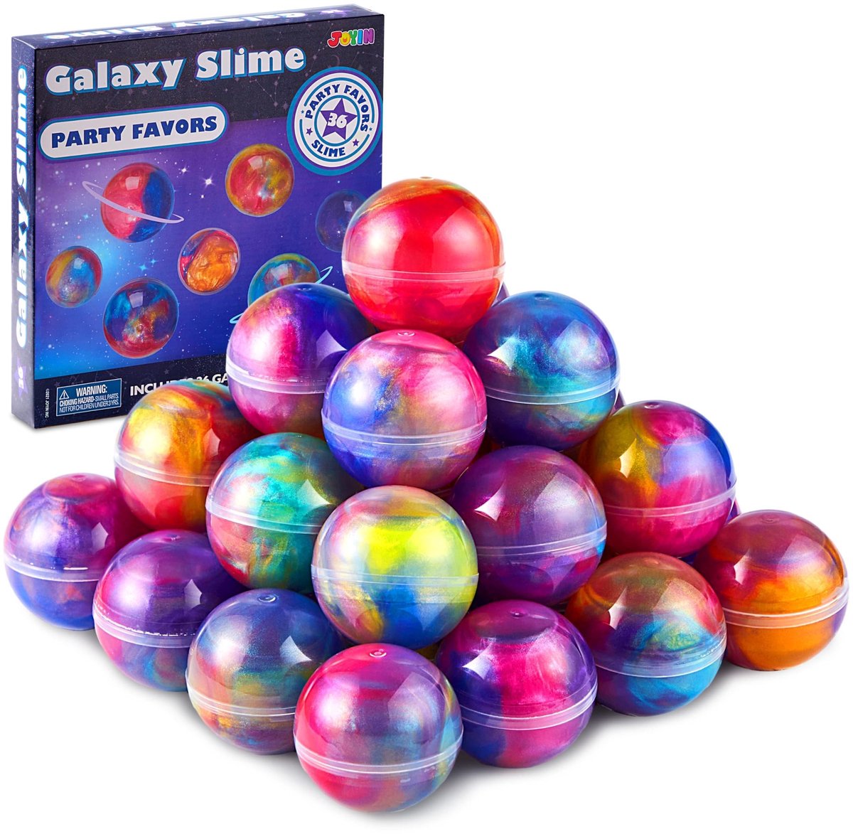 JOYIN Slime Feestartikelen, 36 stuks Galaxy Slime Ball Feestartikelen - Rekbaar, niet-plakkerig, rommelvrij, stressverlichting en veilig voor meisjes en jongens - klasbeloning, Valentijnsdag