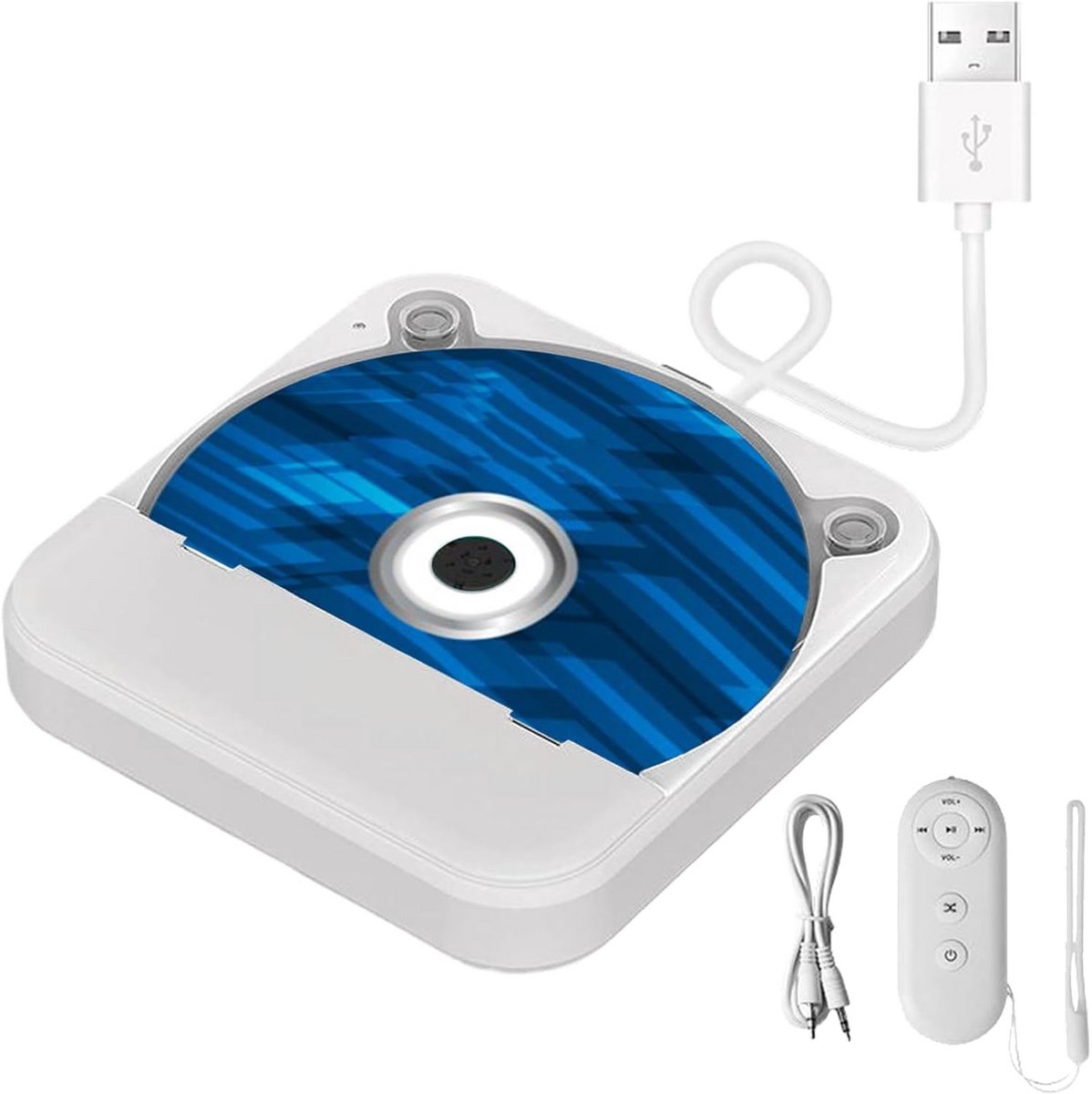 Auto CD Speler - Externe Discman - Muziek Afspelen - Anti-shock Geheugen - 16.9 x 14.2 cm - Wit