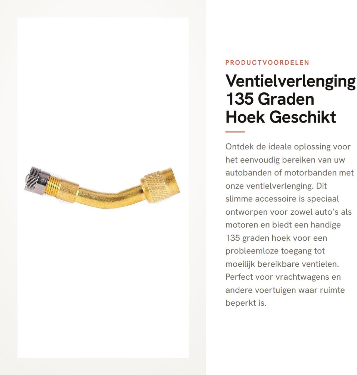 Dailygoods- Ventielverlenger 135 Graden Hoek - Ventielverlenging - Adapter - Massief Messing - Anti-corrosie - Duurzaam - Bandventiel