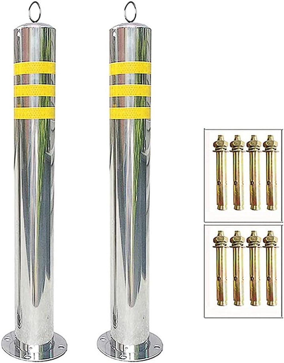 Parkeerpaal RVS - Oprit paal - Parkeerplaats markeren - Hoge zichtbaarheid reflectie - 65 of 80 cm - Zilver