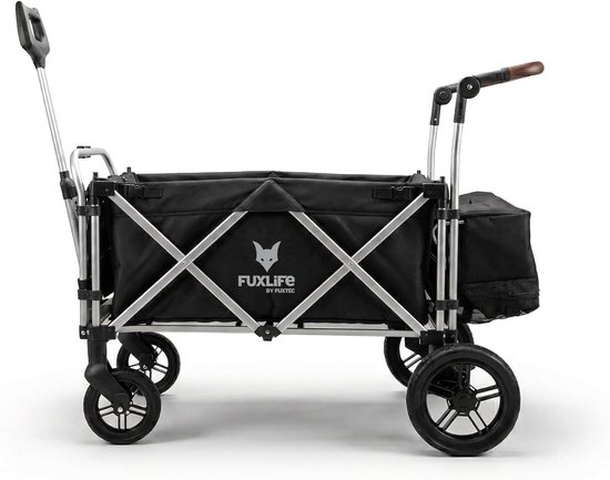 Bolderkar Luxe - Handkar Opvouwbaar - Kinderen Vervoeren - Met Zonnedak Veiligheidsriemen - Max 75kg - Zwart — afbeelding 4