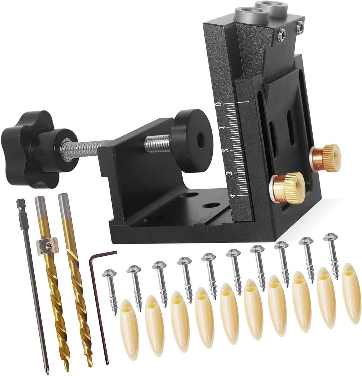 Houtbewerkingsgereedschap Set - Boorgeleider - Meubels Maken - Nauwkeurige Gatplaatsing - 3 Stuks - Zwart