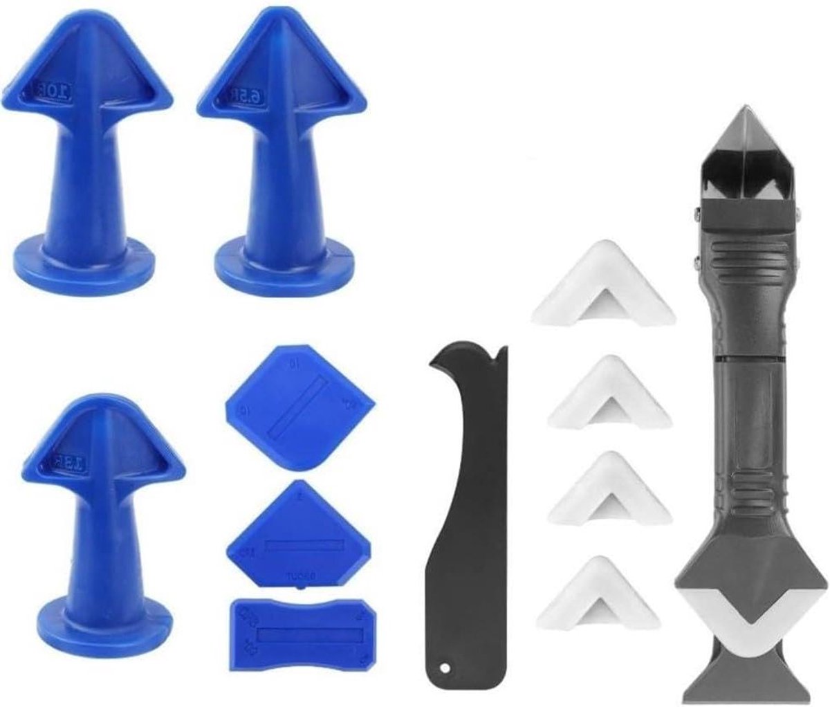Kitgereedschap Set - Kitspatel Schraper - Gladde Afdichting Maken - Veilig Siliconen Materiaal - 13 Stuks - Grijs