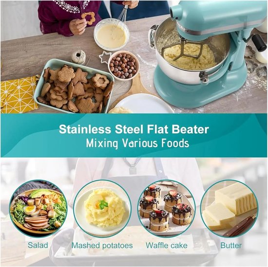 Mixer Klopper - Platte klopper - Beslag Maken - Roestvrij staal - 10 cm - Zilver — afbeelding 2