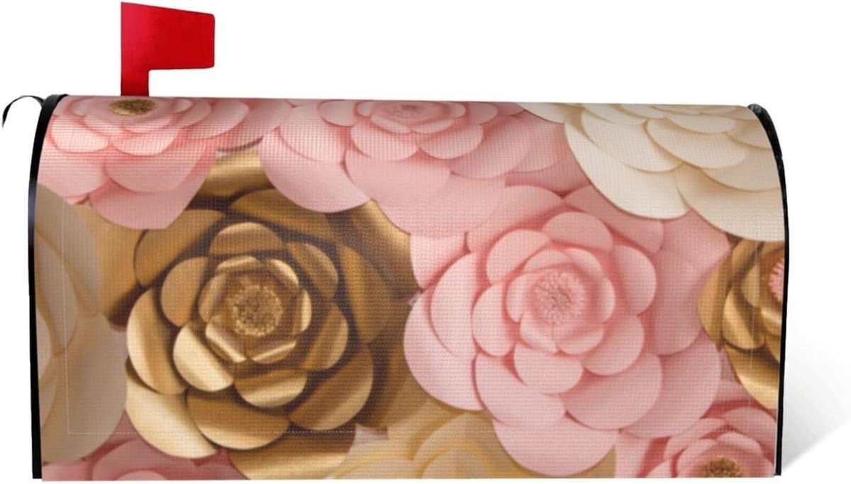 Brievenbus Decoratie - Brievenbus Cover - Buiten Versieren - Waterdicht Oxford Stof - 25.5x21 inch - Roze Wit Goud