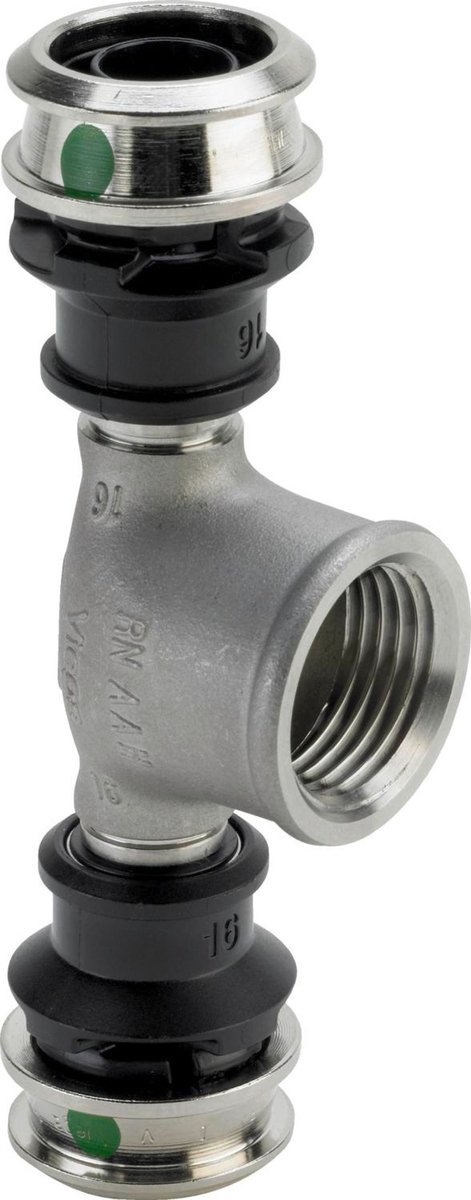 Viega Raxinox-T-stuk, d1 16, Rp 1/2, d2 16 staal roestvrij Modell 4417, 724207