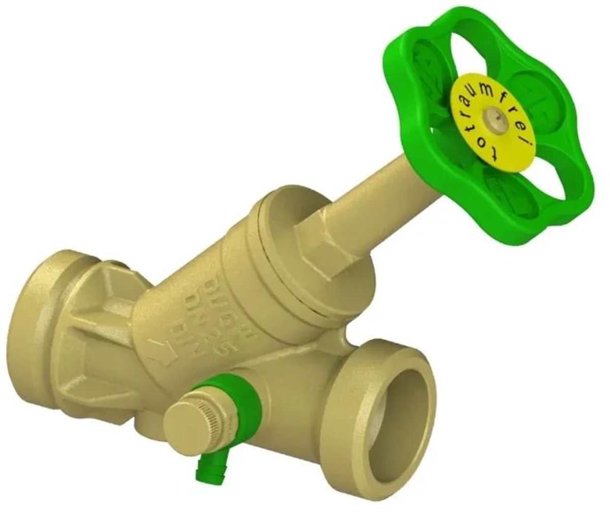 Schlösser Armaturen JS Vrijstroomventiel met buitendraad MULTI, met aftapkraan, met stijgende spindel, DN25, buitendraad 1 1/4'', DVGW gekeurd, 0015472500001