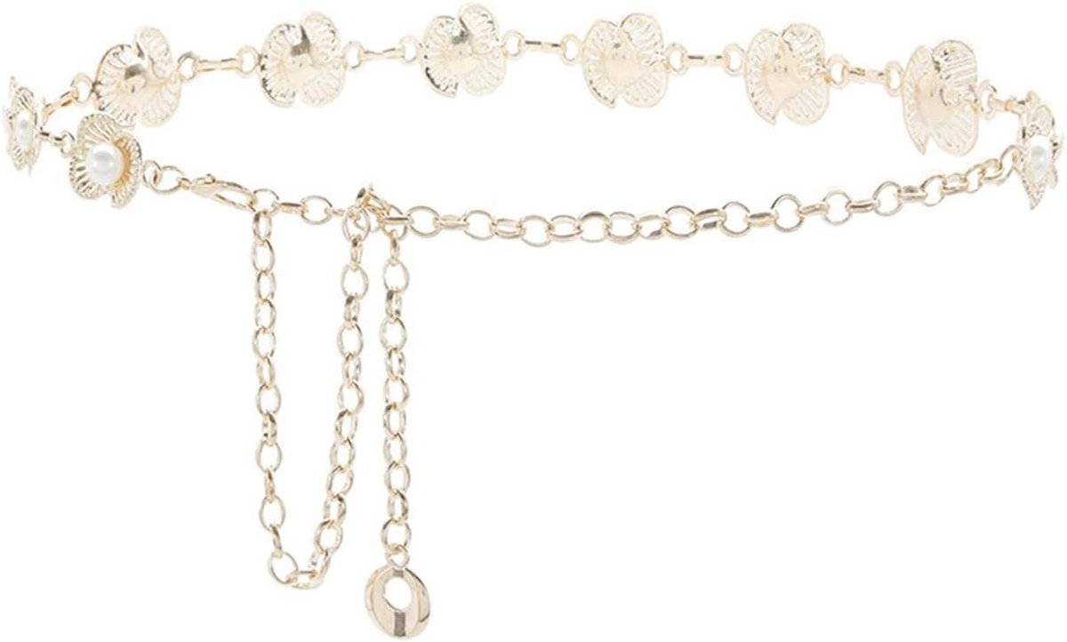 Dames Tailleketting - Mode Riem - Outfit Completeren - Metalen Decoratie - Verstelbaar - Goudkleurig