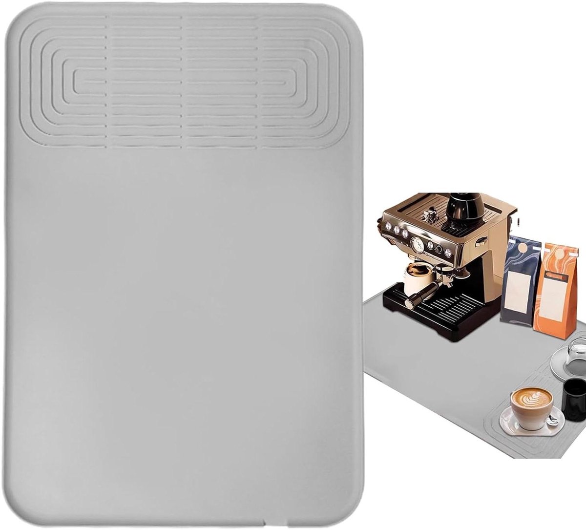 Koffie Station Mat - Onderlegger Bar - Koffie Bereiding - Verhoogde Rand - 60x40 cm - Zwart