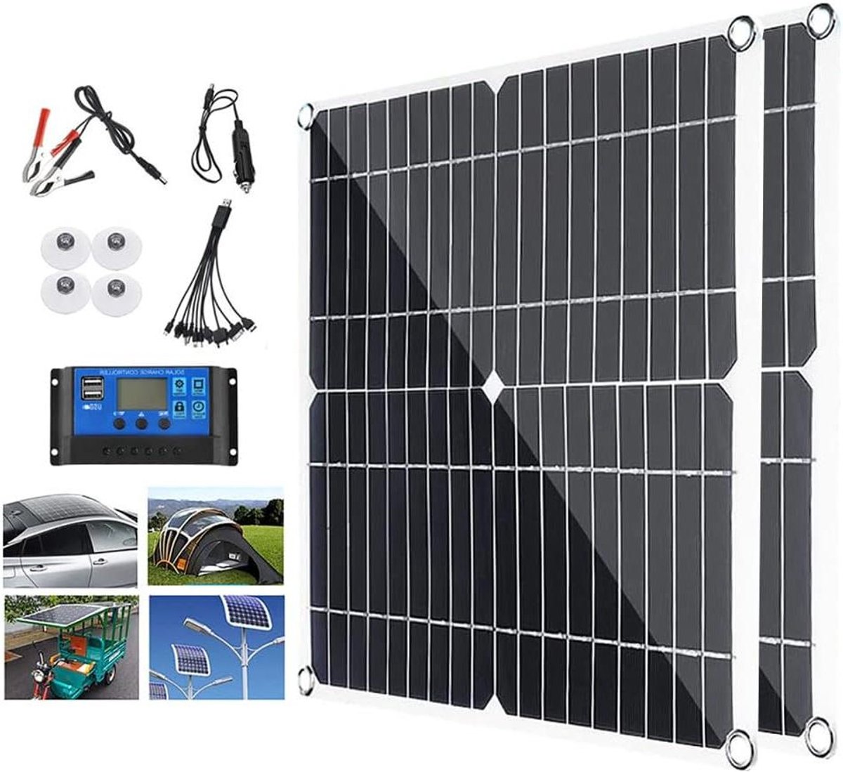 Zonnepanelen Kit - Zonne-energie Oplader - Energie Opwekken - Hoge Conversieratio - 200W - Zwart