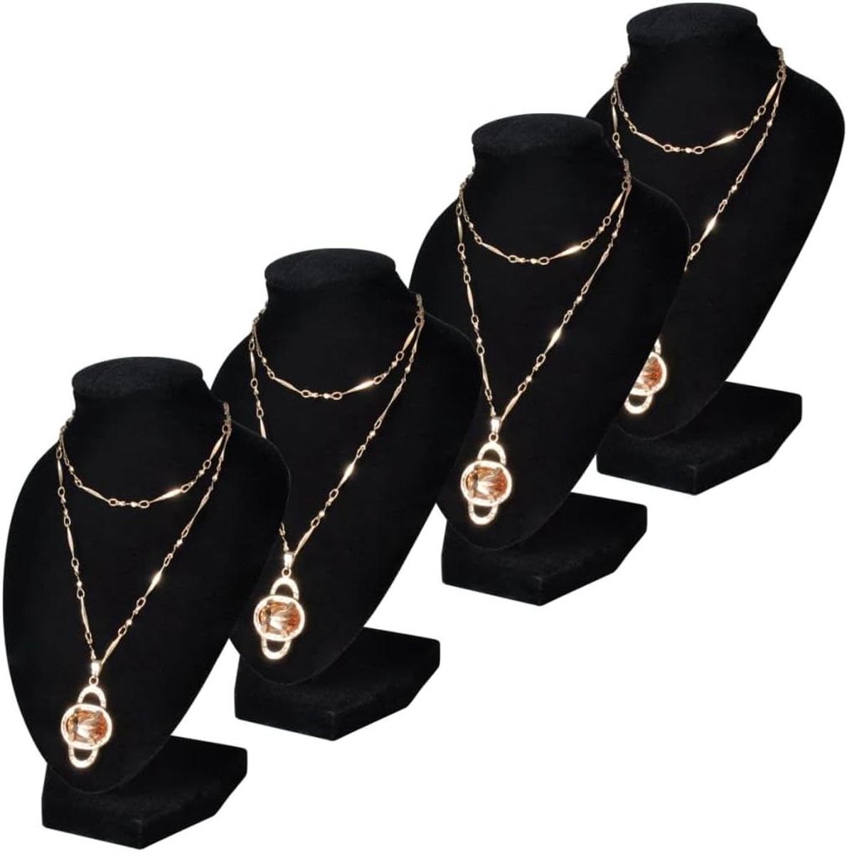 Sieradenbuste - Juweliers display - Sieraden presenteren - Stabiele sokkel - 4 stuks 9 cm - Zwart