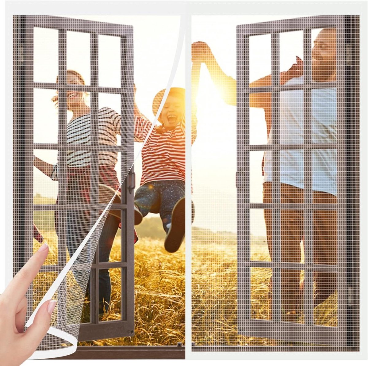 Magneet horraam automatisch sluitend,100x205cm net Insectenhordeur,magnetisch vliegengordijn klamboe voor balkondeur woonkamer patiodeur Vit