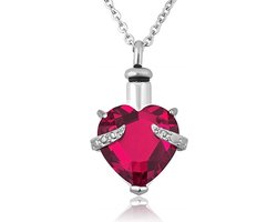 Gualiy Urn Necklace Stainless Steel Birthstone Cubic Zirconia Heart Funeral Urn Necklaces, Cubic Zirconia