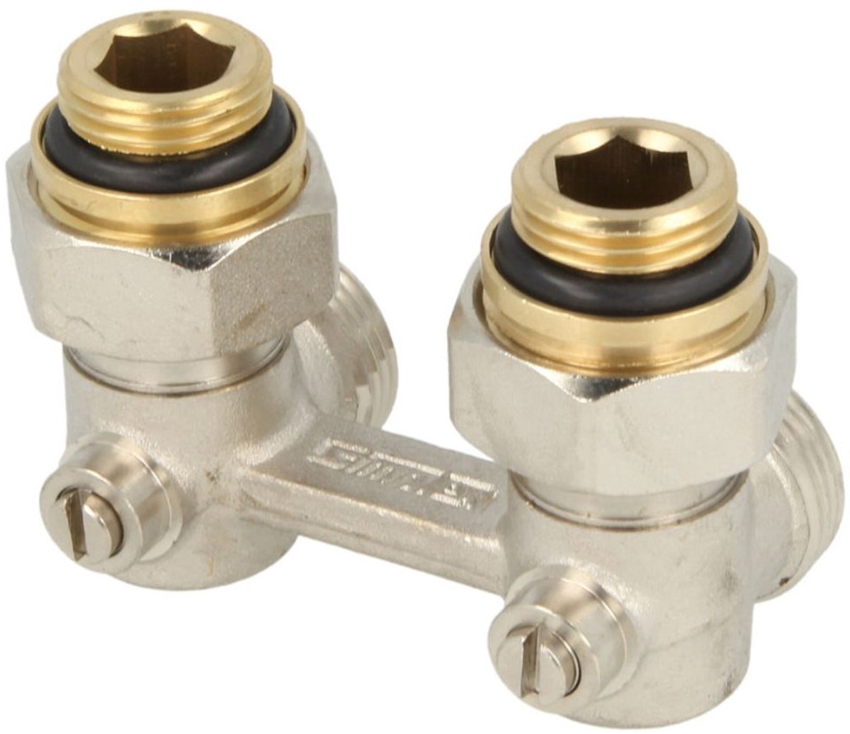 Flamco Simplex Tweepijps-Hahnblock E1/50 hoekvorm, F10013