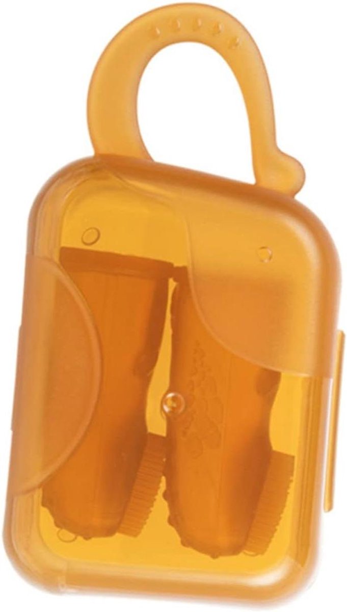 Vinger Tandenborstel - Baby Borstel - Baby Mondhygiëne - Dubbelzijdig Ontwerp - 11.5 cm - Oranje