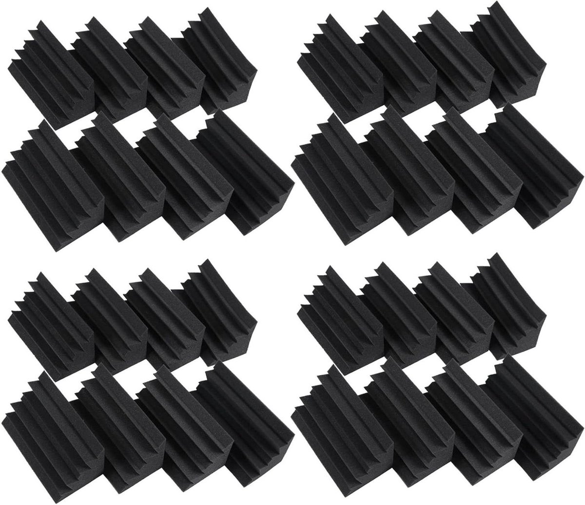 Zwarte geluidsisolatie, geluidsisolatie, geluidsisolatie, akoestisch, muur, schuim, mat, voor studioschuim, tegels (32 stuks, zwart)