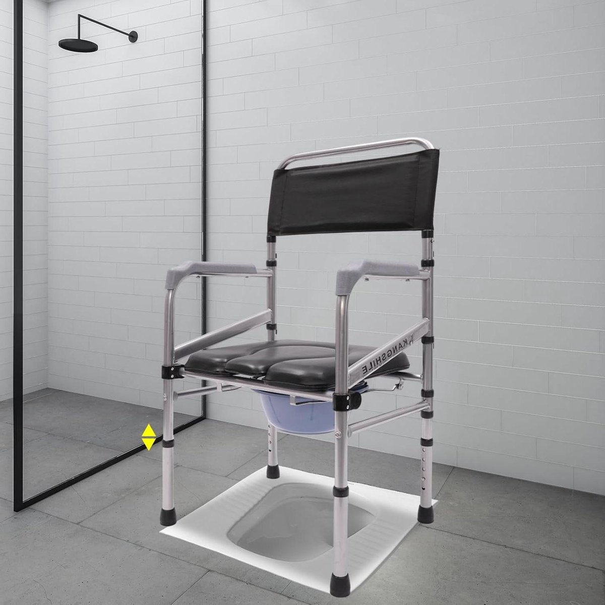 Toiletstoel - Douchekruk Inklapbaar - Veilig Douchen - In Hoogte Verstelbaar - Tot 175 kg - Zwart
