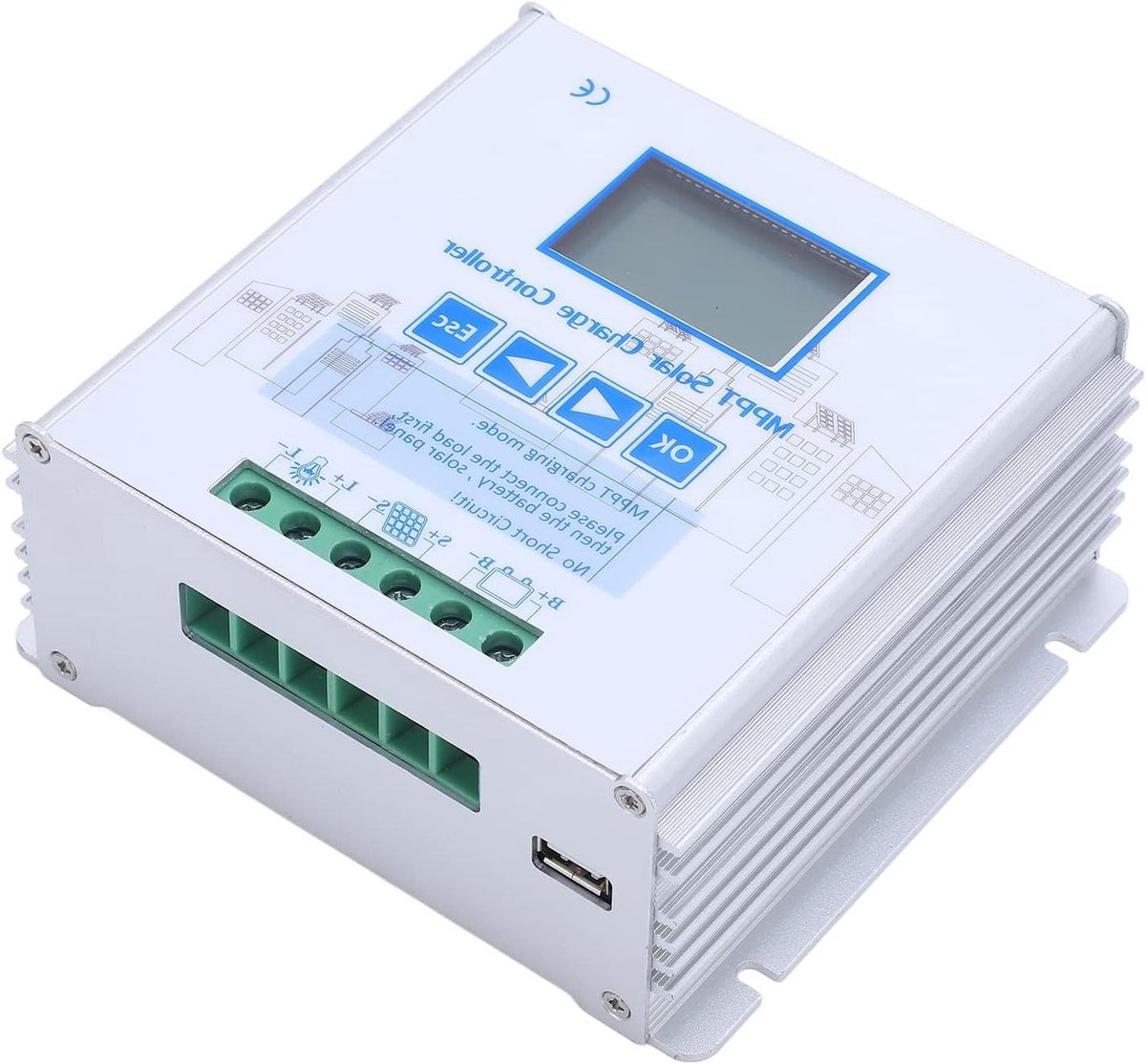 Zonnelaadregelaar - MPPT Controller - Batterij Opladen - Efficiënte Energie Optimalisatie - 40A 12V 24V - Grijs