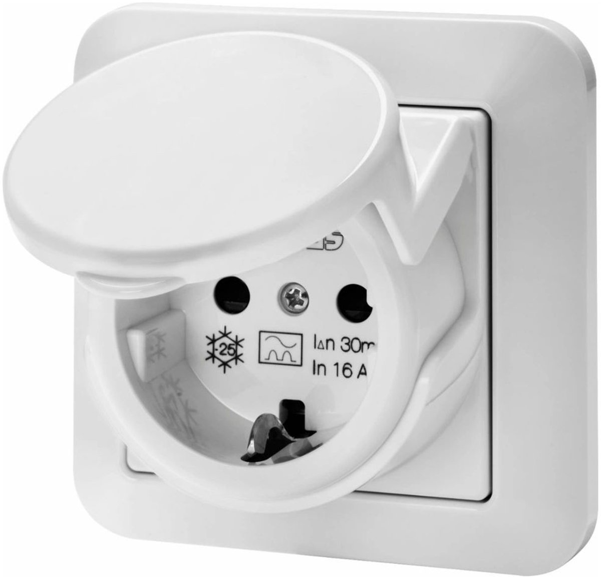 Gewiss STOPCONTACT MET AARDLEKSCHAKELAAR - 16 A 30 mA IP44, GW95524