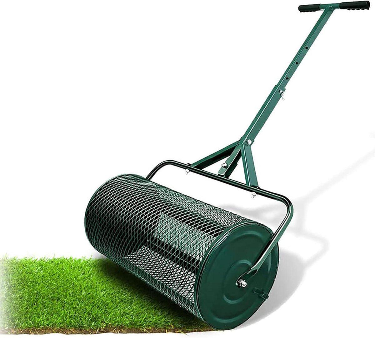 Compoststrooier Gazon - Veenmosstrooier Turfstrooier - Gazon Onderhoud - Verstelbare Lange Steel - 40x60cm Spreidbreedte - Zwart