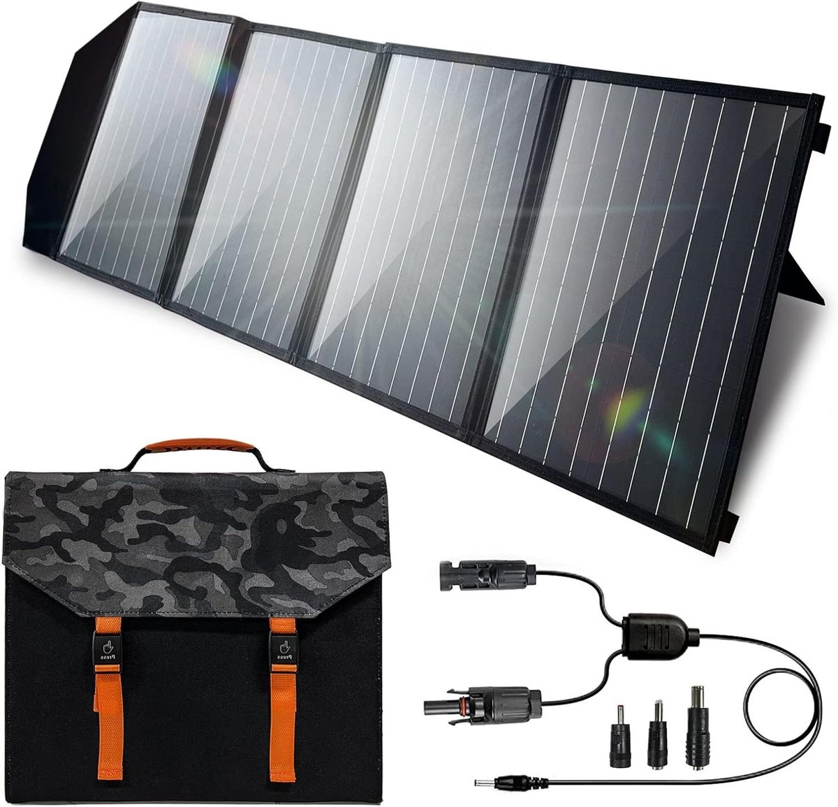 Opvouwbaar Zonnepaneel - Draagbare Energie - Outdoor Activiteiten - Verstelbare Hoeken - 100 Watt - Zwart
