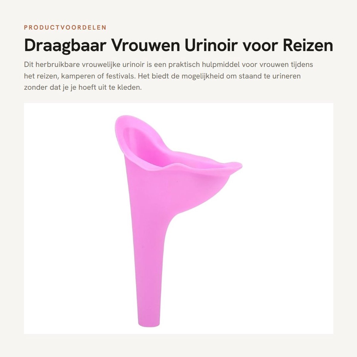 Dailygoods- Urinoir Herbruikbaar - Vrouwelijk Reisurinoir - Draagbaar Urinoir - Hygiënisch Plassen - Geschikt voor Kamperen - Hoogwaardig Materiaal - Plaspot