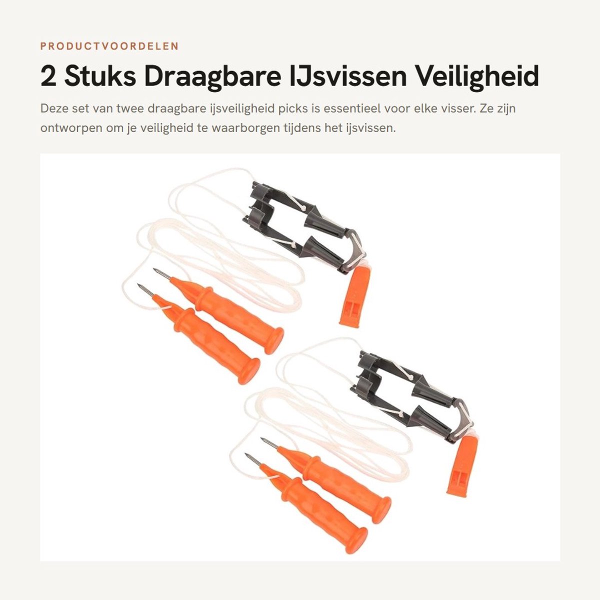 Dailygoods- Ijsvissen Veiligheid Picks - Draagbare Hamer - Outdoor Life Saving - Dual Handheld - Veiligheidsgordel - 2 Stuks - Visgerei