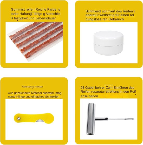 Banden Reparatie Set - Pechpatch Gereedschap - Snel Onderweg - Uitgebreid Onderhoud - 557 gram - Zwart — afbeelding 5