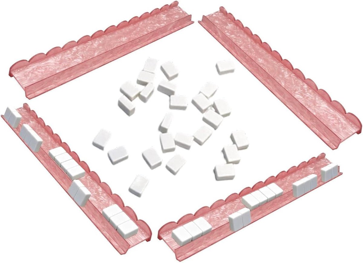 Mahjong Rekken - Tegelhouders Duwers - Spel Verbeteren - Geschulpte Textuur - 50 cm Lengte - Schelpenpoeder