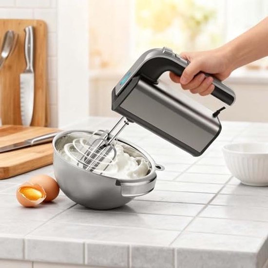 Elektrische Handmixer - Keukenmixer Klopper - Bakken en Koken - 5 Snelheden Instelbaar - 800W - Zilver — afbeelding 5