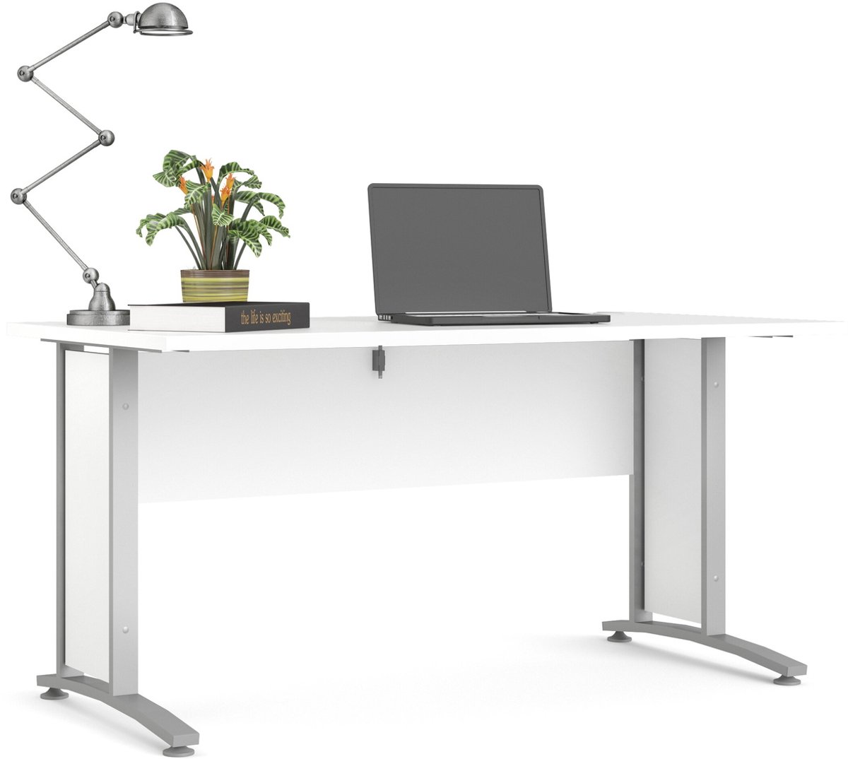 Giga Living Bureau Prima - Wit/Grijs - 150x80x75cm