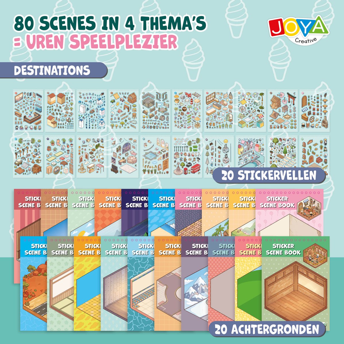 Joya Creative Stickerboek Scene 3D - 4in1 Sticker Scene Book - Stickerboek Volwassenen en Kinderen - 80 Scenes - Hardcover met Ringband — afbeelding 5