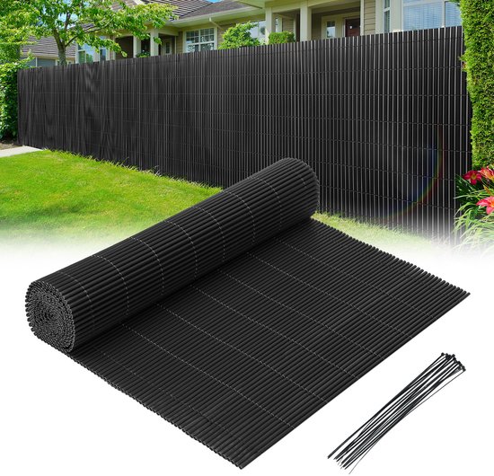 PVC Tuinscherm voor Tuin en Balkon – Privacy Tuinafscheiding, Balkonscherm, Weerbestendig Grijs 90x500cm