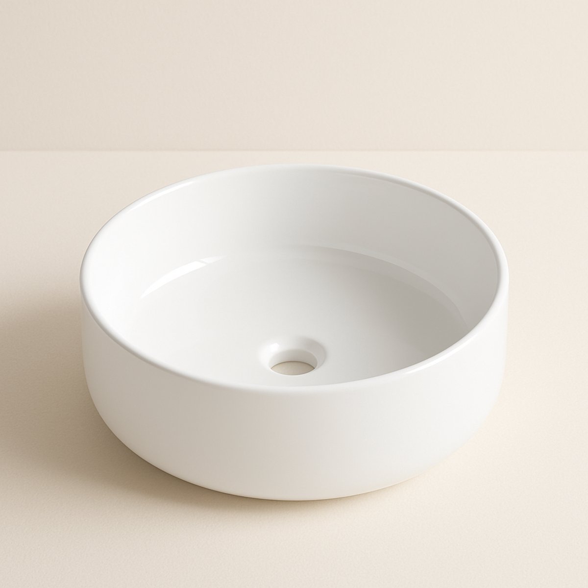 AquaVik Waskom Rond Ørb Keramisch Opbouw Glans Wit 36x36x12 cm