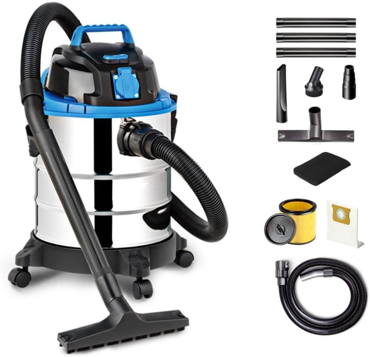Nexvo® Karcher - Karcher Stofzuiger - Bouwstofzuiger - Festool Stofzuiger - Bouwstofzuiger Zonder Zak - Zilver - 35cm x 35cm x 51cm