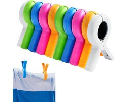 Grote Kleurige Plastic Wasknijpers 10 Stuks – Sterke Antislip Clips voor Strandhanddoek, Kleding en Balkongebruik