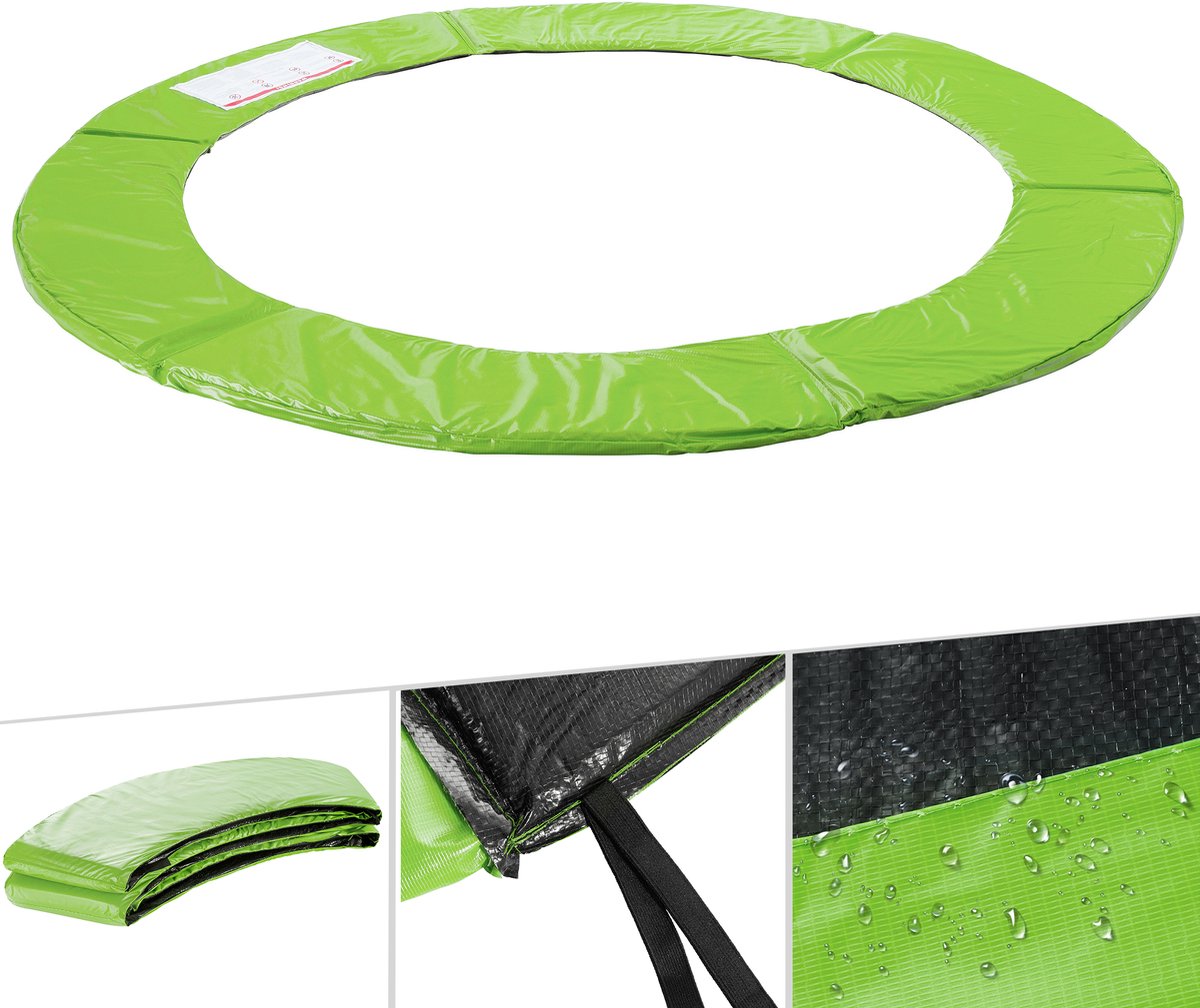 AREBOS Trampoline Randafdekking Ø 305 cm Veiligheidsrand UV-Bestendig PVC EPE 20 mm Lichtgroen Beschermingspad 28 cm Breed Rond Trampoline