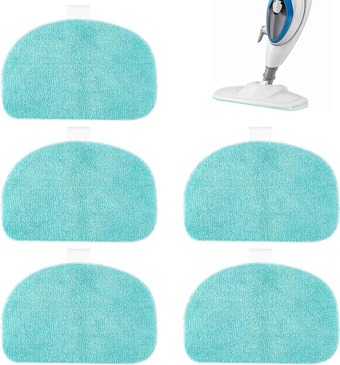 Reservepads voor Stoomreiniger - 5 Stuks Microvezel, 32 x 19.5 cm, Vervangingen voor Keramische Tegels, Houten Vloeren en Harde Vloeren, Wasbaar en Duurzaam
