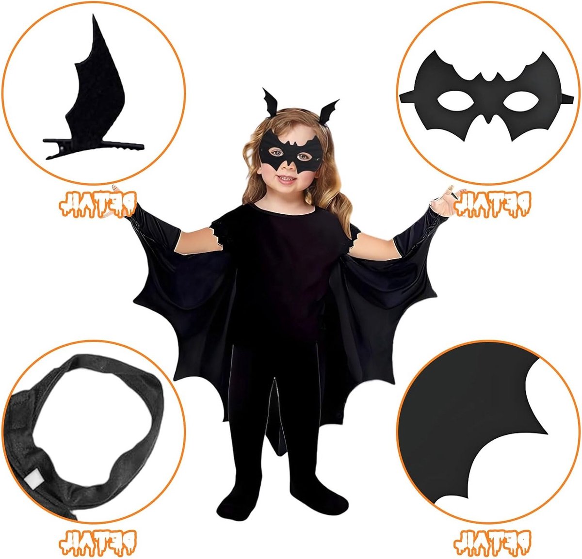 Halloween Kostuum Vampier Cape met Bat Masker en Vleugels voor Kinderen - Perfect voor Feestjes en Trick or Treat
