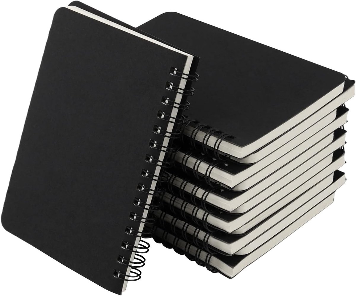 Notitieboek A6 - Memoblokken Schriften - Notities Maken - Kraft Omslag - 12 Stuks - Zwart