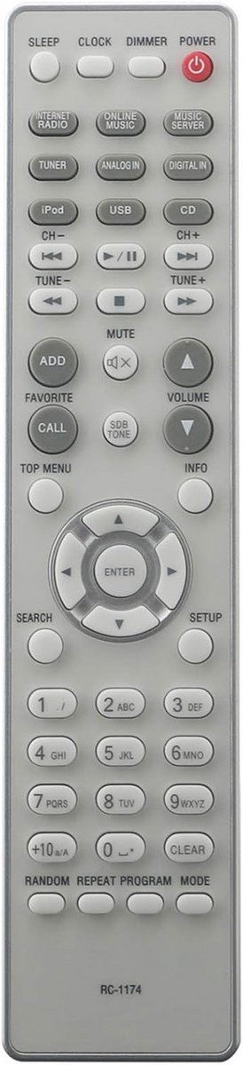 Afstandsbediening - Universele Controller - CD Ontvanger Bediening - Ergonomisch Ontwerp - 22.5 x 5 x 2 cm - Zwart