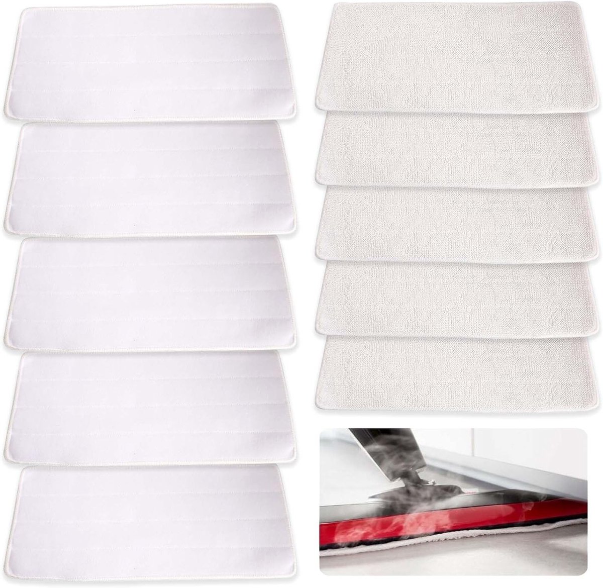 Set van 10 stoomreiniger vervangdoeken, microvezel pads, wasbare doeken en vervangcovers voor alle vloeren