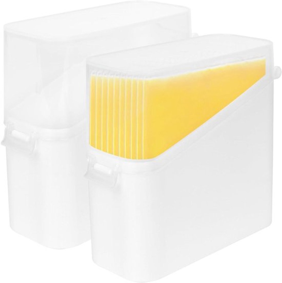 Opbergcontainers voor kaas en boter - plastic - transparante deksels - koelkast - set van 2 - kaascontainers - boteropslag - geschikt voor levensmiddelen - wit