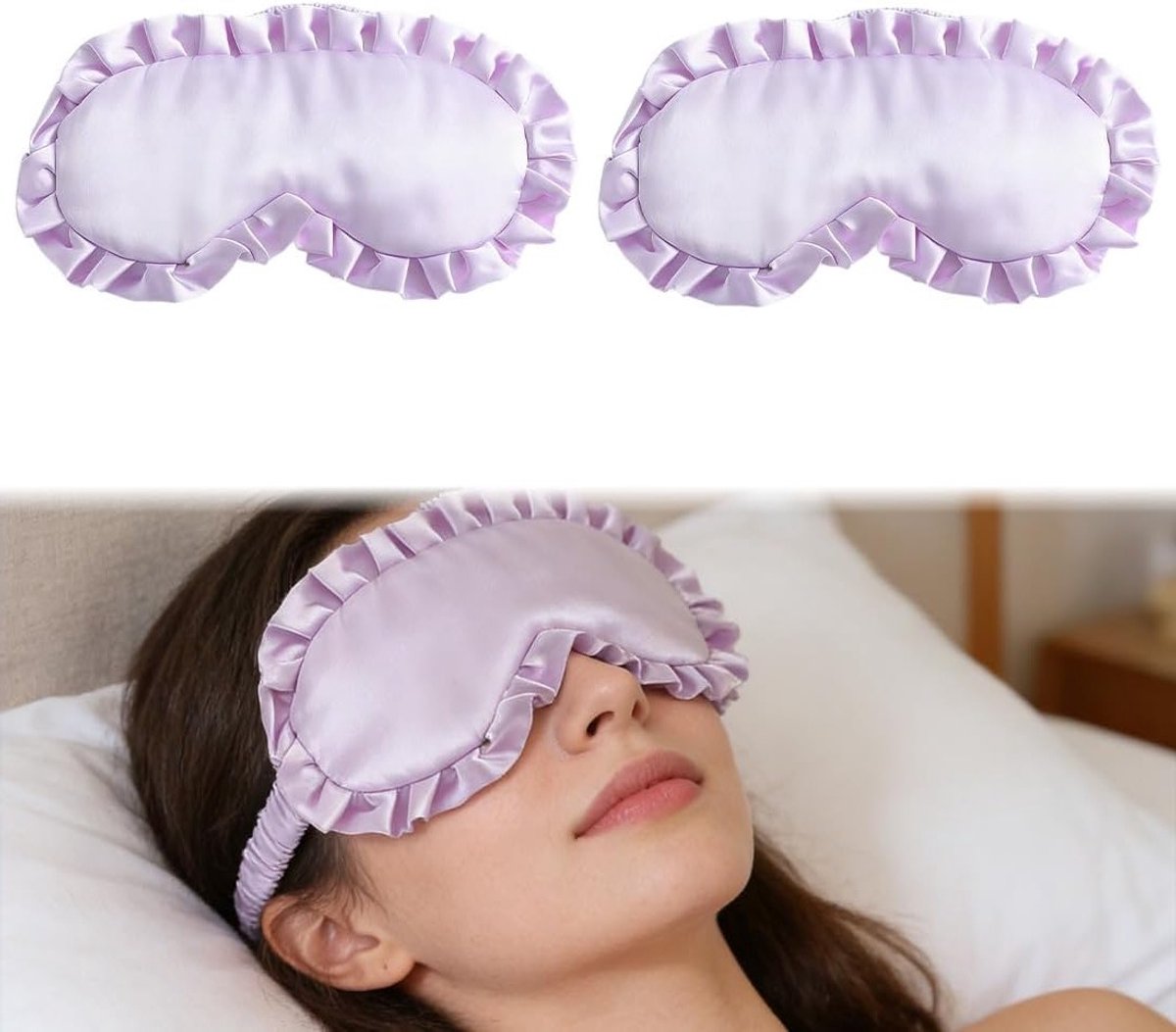 Zijde Slaapmasker met Verstelbare Bandjes - 2 Stuks - Oogmasker voor Ontspanning, Yoga en Reizen, Lichtblokkering en Comfort