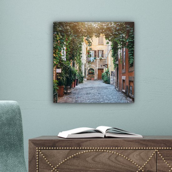 Tableau sur toile Italie - Rue - Lierre - 20x20 cm - Décoration murale