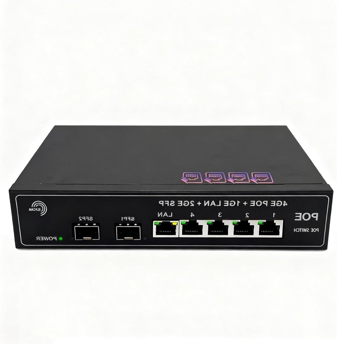 PoE Glasvezel Switch - Ethernet Switch - Netwerk Uitbreiden - Plug & Play - 8 Poorten - Zwart